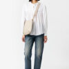 Plalia Bluse aus gerafftem, einfarbigem Baumwollvoile Plalia Bluse aus gerafftem, einfarbigem Baumwollvoile