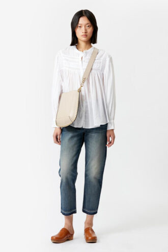 Plalia Bluse aus gerafftem, einfarbigem Baumwollvoile