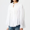 Plalia Bluse aus gerafftem, einfarbigem Baumwollvoile Plalia Bluse aus gerafftem, einfarbigem Baumwollvoile