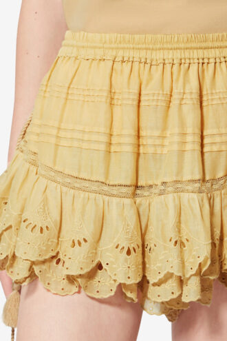 Puria Shorts aus Baumwolle mit Rüschen und floraler Spitze Puria Shorts aus Baumwolle mit Rüschen und floraler Spitze