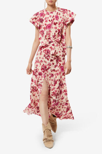 Sakura Seidenrock mit Rosenprint