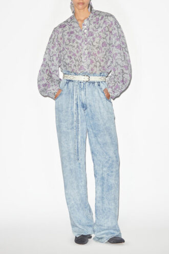 Salika Bedruckte und geraffte Baumwollvoile-Bluse