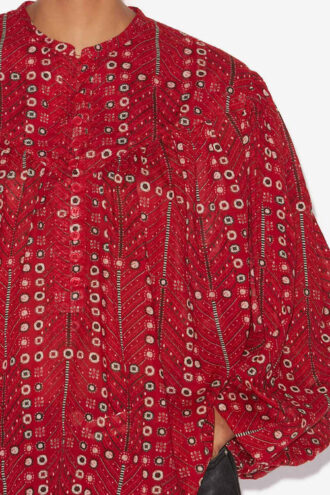 Salika Bedruckte und geraffte Baumwollvoile-Bluse