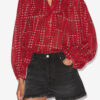 Salika Bedruckte und geraffte Baumwollvoile-Bluse Salika Bedruckte und geraffte Baumwollvoile-Bluse
