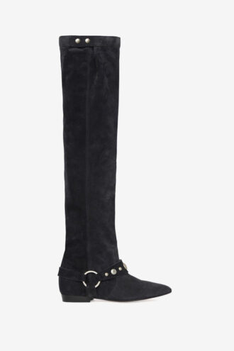Selize Overknee-Stiefel mit flachem Absatz aus Wildkalbsleder