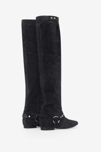 Selize Overknee-Stiefel mit flachem Absatz aus Wildkalbsleder