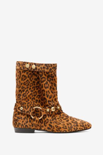 Stania Stiefel aus Kalbswildleder mit flachem Absatz und Print Stania Stiefel aus Kalbswildleder mit flachem Absatz und Print