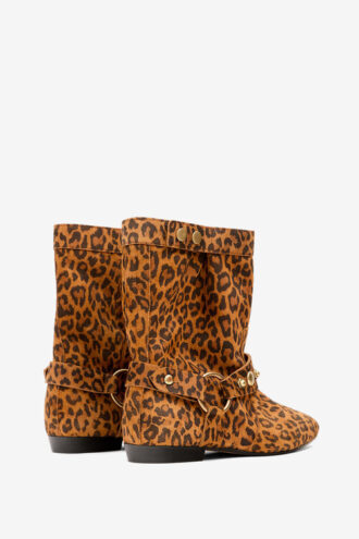 Stania Stiefel aus Kalbswildleder mit flachem Absatz und Print Stania Stiefel aus Kalbswildleder mit flachem Absatz und Print