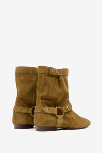 Stania Stiefeletten aus Kalbswildleder mit flachem Absatz Stania Stiefeletten aus Kalbswildleder mit flachem Absatz