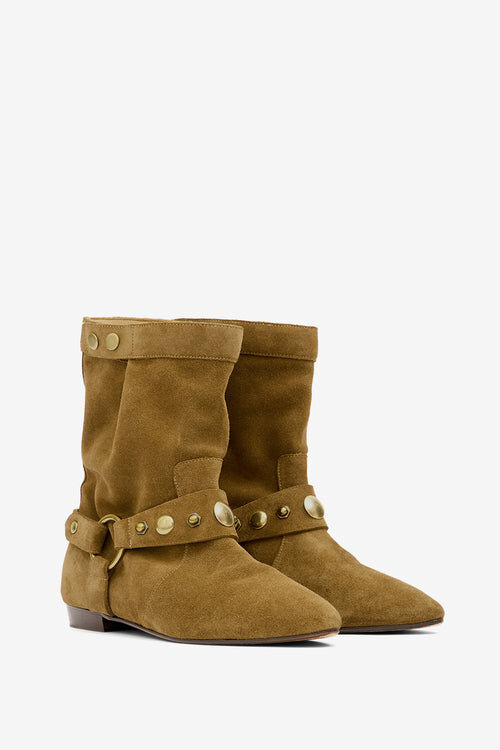 Stania Stiefeletten aus Kalbswildleder mit flachem Absatz Stania Stiefeletten aus Kalbswildleder mit flachem Absatz