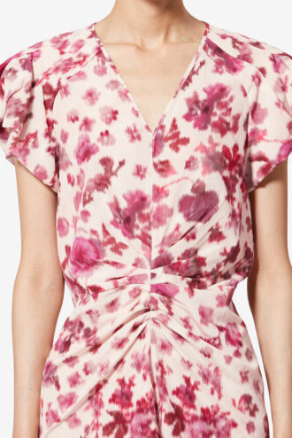 Terenae Bedrucktes Midi-Kleid aus Stretch-Seide