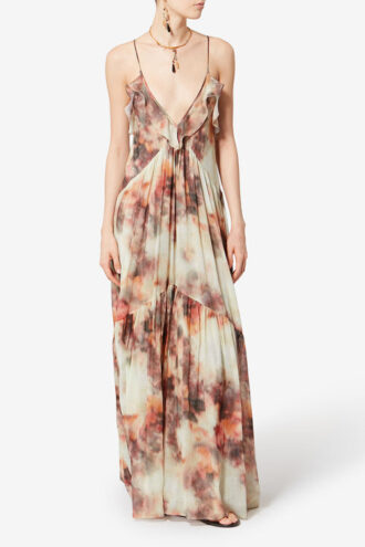 Vasmila Langes bedrucktes Baumwollvoile-Kleid