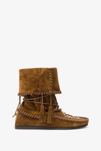 Winki-Stiefel aus geflochtenem Leder und Wildleder