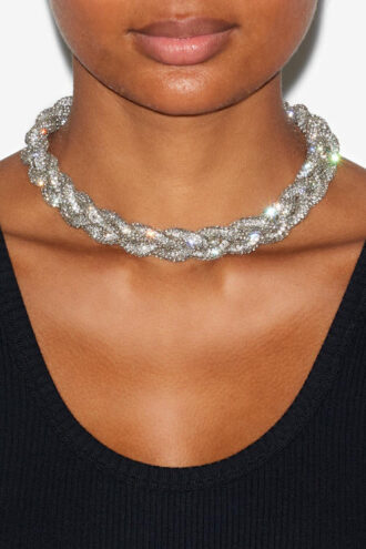 Yua Geflochtenes Strass-Halsband