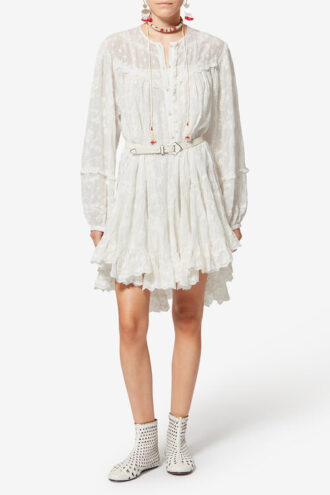 Zame Kurzes Baumwoll- und Seidenkleid mit Blumenmuster