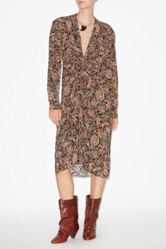 Zeliha Bedrucktes Midikleid mit langen Ärmeln