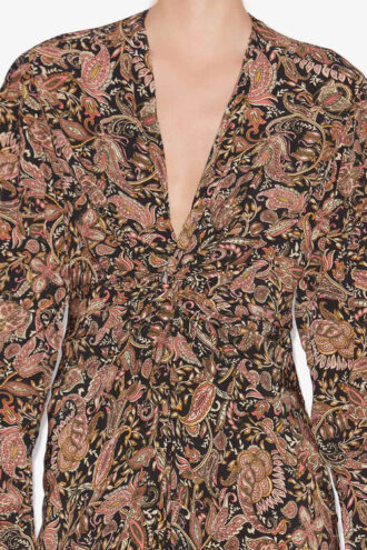 Zeliha Bedrucktes Midikleid mit langen Ärmeln