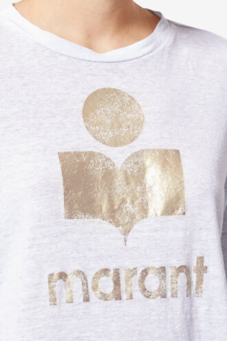 Zewel Einfarbiges Leinen-T-Shirt mit Logo