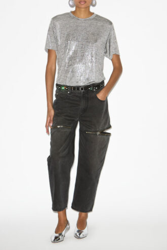 Zoeline Metallic-Jersey-T-Shirt mit Logos